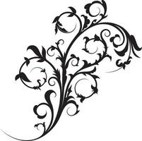 Black floral element silhouette vector