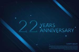 22 years anniversary banner. Poster template for celebrating anniversary event party. Vector illustration