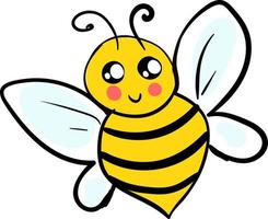 Cute little bee, illustration, vector on white background.