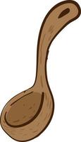 Wooden ladle, illustration, vector on white background.