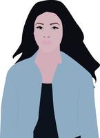 chica con cabello negro, ilustración, vector sobre fondo blanco.