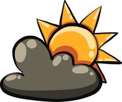 Sun and a cloud, illustration, vector on a white background.