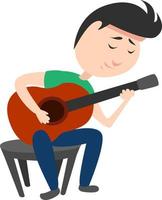 Man playing guitar, illustration, vector on white background