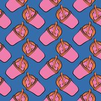 Pink smoothie,seamless pattern on purple background. vector
