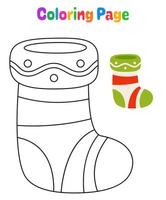 Coloring page with Christmas sock for kids vector