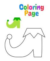 página para colorear con zapatos de duende para niños vector