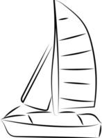 Sailing boat sketch, illustration, vector on white background.