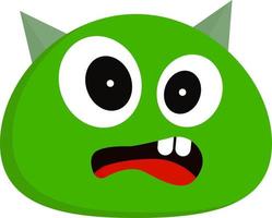 A green monster with 2 horns, vector or color illustration.