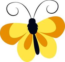 Yellow butterfly, illustration, vector on white background.