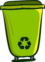 Green recycle bin, illustration, vector on white background