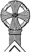 Finial Cross is a circular pattern, vintage engraving. vector