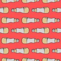 Yellow bottle , seamless pattern on a bright red background. vector
