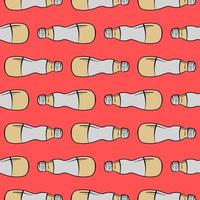 Yellow bottle , seamless pattern on a bright red background. vector