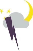 Lightning and moon, illustration, vector, on a white background. vector