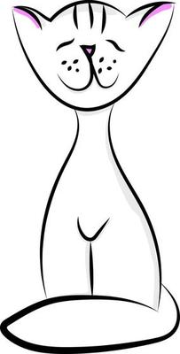 Happy cat, illustration, vector on white background.