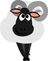Sheep with horns, illustration, vector on white background.