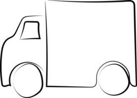 Truck drawing, illustration, vector on white background.