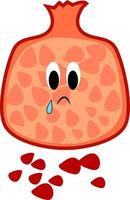 Crying pomegranate, illustration, vector on white background.