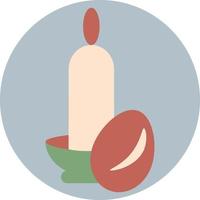 Candle with red egg, illustration, vector on a white background.