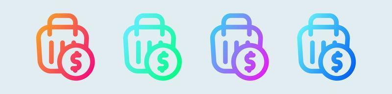 Checkout line icon in gradient colors. Purchase signs vector illustration.