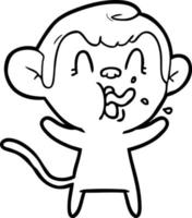 Cartoon line art crazy monkey vector