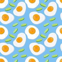 Seamless vector pattern of fried eggs and cucumbers. For printing, wrapping paper, restaurant menus, packaging, magazines, books, postcards, menu covers, web pages, fabrics, textiles, grocery stores.