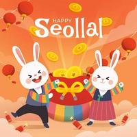 celebrar el año nuevo coreano seollal vector