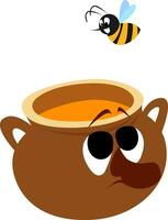 Honey pot, illustration, vector on white background.