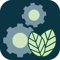 Gears with leaves, illustration, vector on a white background.