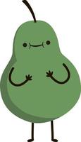 Cute green pear, illustration, vector on white background.