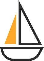 Yellow sea boat, icon illustration, vector on white background