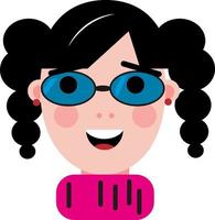 Girl with blue glasses, illustration, vector on a white background.