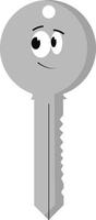 Silver key, illustration, vector on white background.