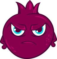 Angry pomegranate, illustration, vector on white background