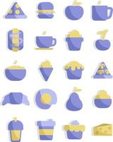 Food icon set, illustration, vector on a white background.