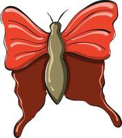 Red butterfly, illustration, vector on white background.