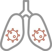 Covid in the lungs, illustration, vector on a white background.