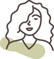 Girl with long curly hair, illustration, vector, on a white background. vector