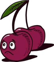 Sad cherry , illustration, vector on white background