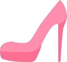 Pink shoe with thin high heel, illustration, vector, on a white background. vector