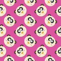 Panda head , seamless pattern on a pink background. vector
