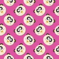 Panda head , seamless pattern on a pink background. vector