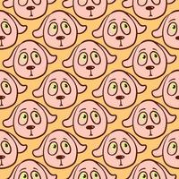 Dog head pattern, seamless pattern on orange background. vector