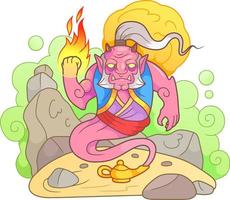 mythological cartoon genie vector