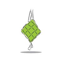 ketupat. Ilustración de vector de comida de bola de masa de arroz. apto para el saludo islámico, comida tradicional eid mubarak, comida ramadán.