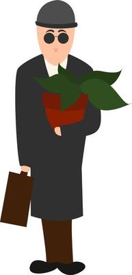 Man in black, illustration, vector on white background.