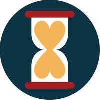 Hourglass with heart, illustration, vector on a white background.