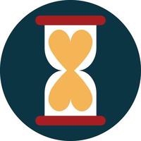 Hourglass with heart, illustration, vector on a white background.