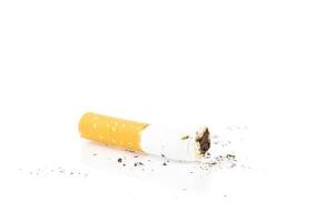 cigarette butt on white background photo