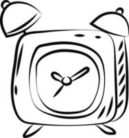 Alarm clock sketch, illustration, vector on white background.